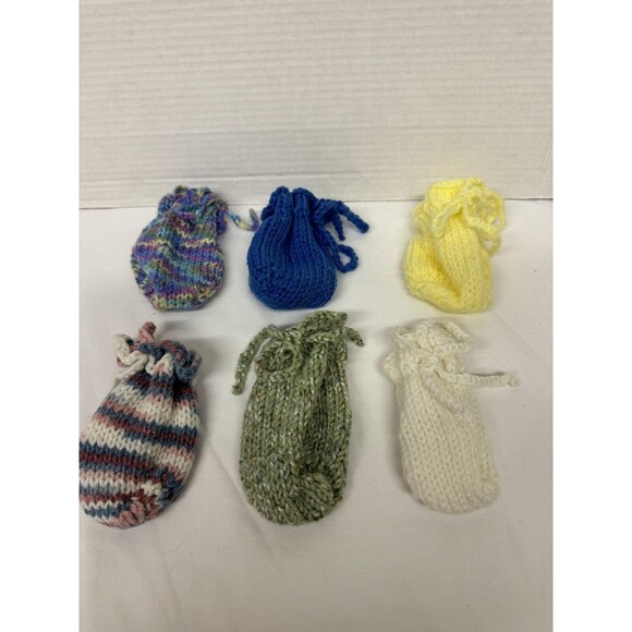 Hand Knitted Soap Saver Sack Bag Pouch Gift Giving Treat Bag New handmade - Picture 2 of 8